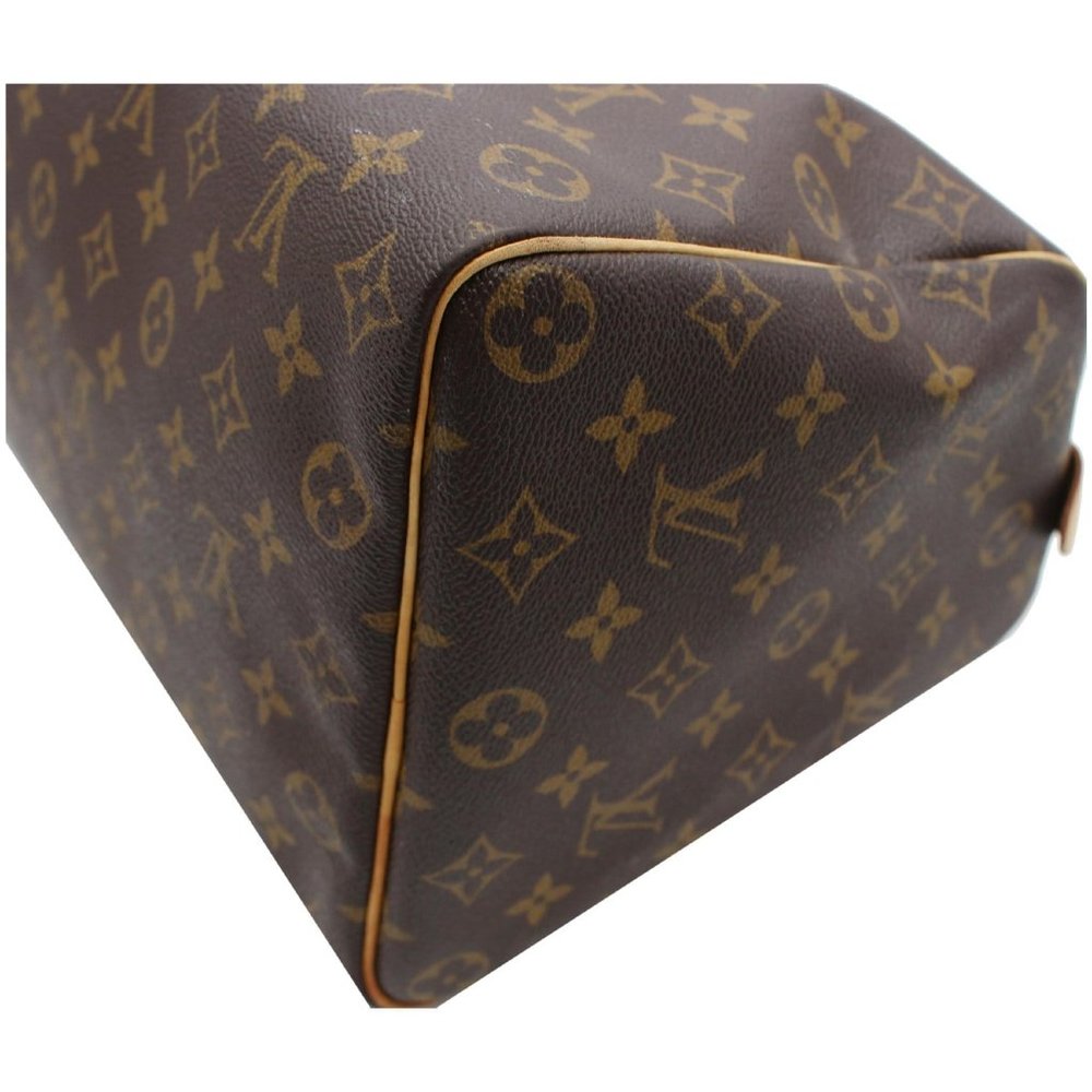 LOUIS VUITTON  Speedy 35 Monogram Canvas Satchel Bag Brown - Picture 8 of 12